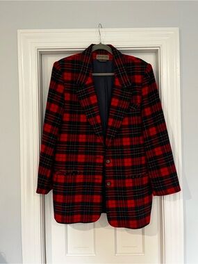 Signature Red & Black Tartan Plaid Blazer Jacket